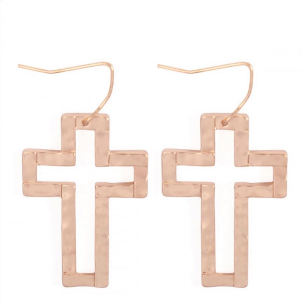 NWT
Rose gold open cross earrings